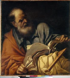Svatý Tomáš, apoštol. (Apoštol svatý Tomáš). Obraz Orazio Borgianni (1578-1616), olej na plátně, italské umění (Řím)
