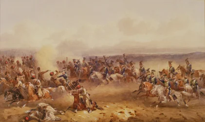 Eskadra 10. husarů porazila Rusy u Černaje, 16. srpna 1855, kolem roku 1890