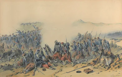 Zouaves s bajonety (Krym) (akvarel na papíře)