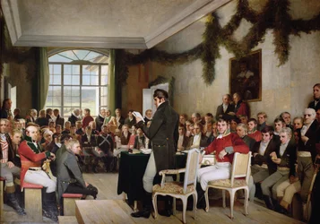 Národní shromáždění v Eidsvollu přijímá v roce 1814 norskou ústavu