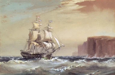 Emigrantská loď připlouvající ze Sydney Heads, 1883