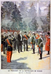 Felix Faure, prezident Francie, přijat v Peterhofu, Petrohrad, Rusko, 1897