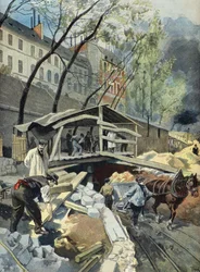 Metropolitní práce v Paříži v roce 1899 (Rytina)