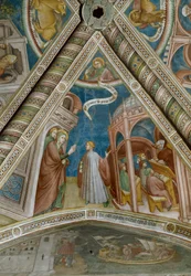 Svatý Augustin je poslán svou matkou Monique studovat do Thagaste (Fresco