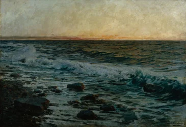Západ slunce u oceánu (olej na plátně)