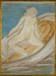 Frau im Boot (malba na plátně)