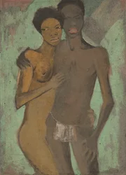Liebespaar (Umělecký pár), cca 1911 (malba na pytlovině)