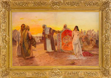 Le marche aux esclaves - Trh s otroky - Obraz Otto Pilného (1866-1936), Olej na plátně (82x120 cm) - Soukromá sbírka