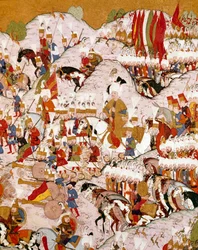 Reprezentace bitvy u Moháče dne 29. 8. 1526, detail (miniatura