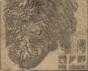 Ručně kreslená mapa jižního Norska