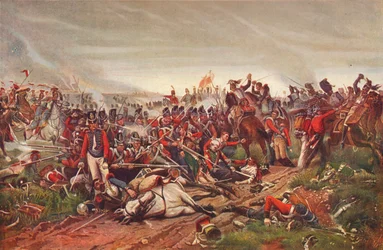 Francouzští kyrysníci útočí na náměstí britské pěchoty v bitvě u Waterloo, 1815 1906