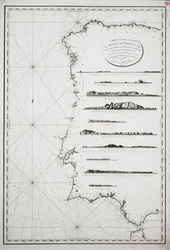 Mapa pobřeží Španělska a Portugalska od mysu Pinas po Gibraltarský průliv, sestavená a pečlivě vypracovaná na základě nejnovějších pozorování důstojníků francouzského a španělského námořnictva.