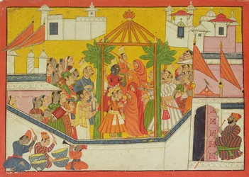 62.2445 Sňatek Rámy a jeho bratrů ze Sangri Ramayana, Kulu-Mandi, Himáčalpradéš, 1760-65