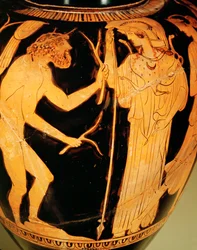 Odysseus a Athéna na setkání s Nausikou...