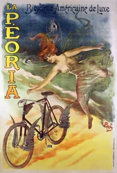 Plakát s reklamou na jízdní kola La Peoria (barva lito)