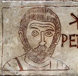 Zastoupení svatého Petra. Paleochristian graffito z Aquileia. 1. století našeho letopočtu. Aquileia, Paleochristian National Museum