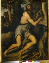 Svatý Jan Křtitel na poušti. Jacopo Palma il Giovane, mladší (1544-1628), olej na plátně, 16.-17. Italské umění (Benátky), manýrismus. Muzeum západního a orientálního umění, Kyjev (Ukrajina).