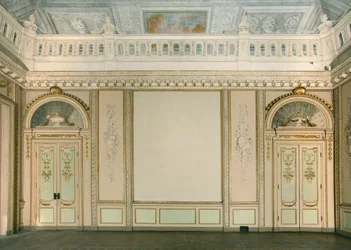 Pohled na gobelínový pokoj, Villa Reale, Monza, Lombardie, Itálie
