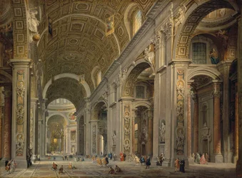 Interiér baziliky svatého Petra v Římě, 1750.