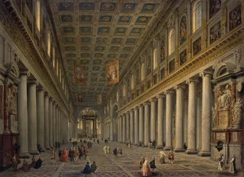 Interiér Santa Maria Maggiore v Římě, 50. léta 18. století.
