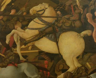 Detail Niccolo da Tolentino, z bitvy u San Romana v roce 1432, kolem roku 1456 (tempera na panelu)