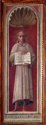 Portrét italského básníka a řeholníka Jacopo de Benedetti dit Jacopone da Todi (asi 1233-1306) Freska od Paola Uccella (Paolo di Dono) (1397-1475) 1435-1440 Rozměr 181x59 cm Prato, Museo del Opera del Duomo
