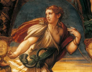 Legenda o Dianě a Actaeonu od Francesca Mazzoly, známého jako Parmigianino (1503-1540), freska, detail, Rocca Sanvitale, Fontanellato, Emilia Romagna