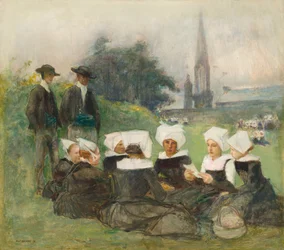 Studie pro Breton Women at a Pardon, c. 1887.