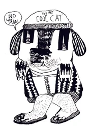 Cool Cat, 2014 (tuš a olej)