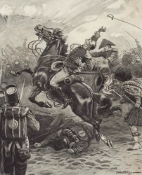 Smrt Edwarda Pakenhama v bitvě o New Orleans (litho)