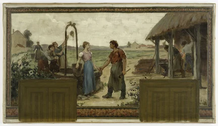 Skica radnice v Saint-Maur-des-Fossés: Les fiançailles, v roce 1883 (olej na plátně)