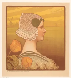 Portrét královny Wilhelminy v tradičním kroji Sa très graceful majeste la reine Wilhelmine (titul na předmětu)