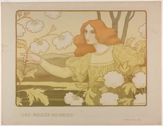 Sněhové koule, kolem roku 1900 (barevná litografie)