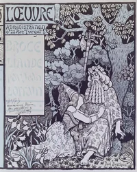 Zaklínač Merlin a víla Vivien v lese Broceliande, z 