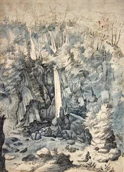 Vodopád poblíž Tivoli (pero a začernění s mytím)
