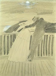 Jeanne Hugo a Jean Charcot v Hauteville House, Guernsey (pastel na papíře)