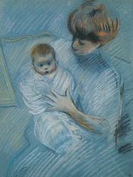 Mateřská (pastel na papíře)