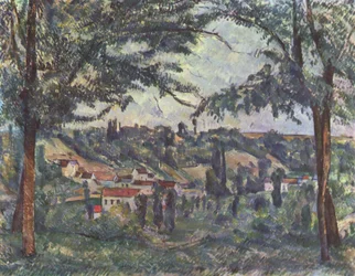 Hameau des Pâtis v Pontoise, rámovaný stromy