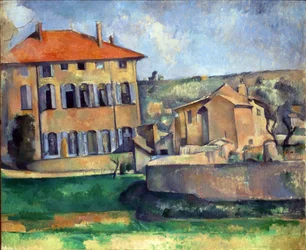 Maison et ferme a Jas de Bouffan - Dům a farma v Jas de Bouffan od Cezanne, Paul (1839-1906). Olej na plátně, rozměr: 60x73, cca 1887, Národní galerie, Praha