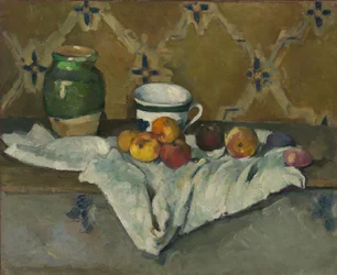 Zátiší s džbánem, šálkem a jablky, kolem roku 1877