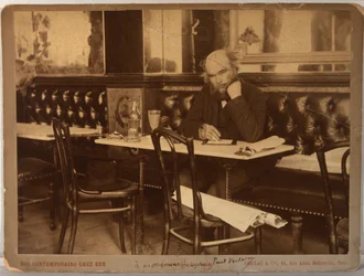 Paul Verlaine v Café François 1er v Paříži, 1892.