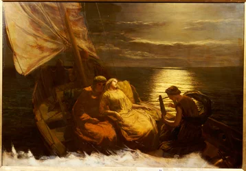 Útěk Glauka a Ione, se slepou dívkou Nydií, z Pompejí, 1860