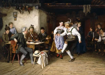 Interiér Weinstube (olej na plátně)