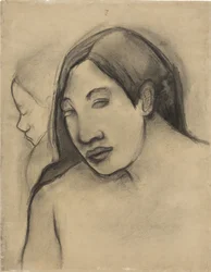 Hlavy tahitských žen, pohledy zepředu a z profilu, 1891-93