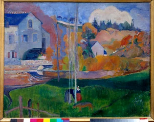 Paysage de Bretagne, le moulin david (krajina v Bretani, mlýn David) Malba Paula Gauguina (1848-1903)