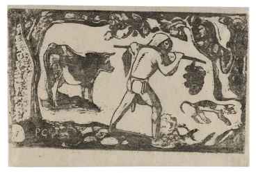 Tahitian Carrying Bananas, ze Suite of Late Wood-Block Prints