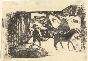 Ox Cart Le char a boeufs, v roce 1895 nebo později.