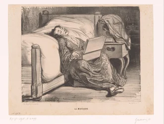 Žena v županu s serinette La musique (název na objektu) Muses (název série) Les Muses (název série)