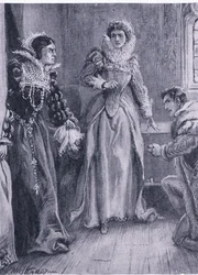 Královna Mary Alžběta a Courtenay Na tuto otázku odpovím, zvolaly Mary a odhodily Arras, ilustrace z The Worlds Library of Best Books, kolem roku 1940