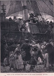 Scéna odjezdu Leitha z expedice Darien AD 1698 (litho)